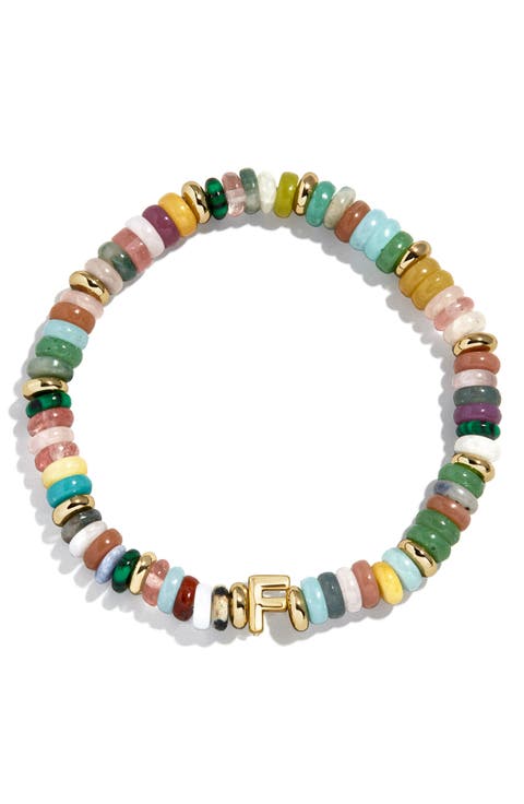 Amaris Semiprecious Initial Beaded Stretch Bracelet