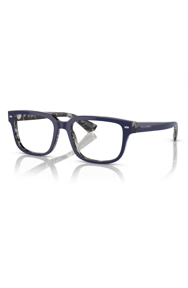 Dolce&Gabbana 54mm Square Optical Glasses, Alternate, color, Blue Havana / Demo Lens