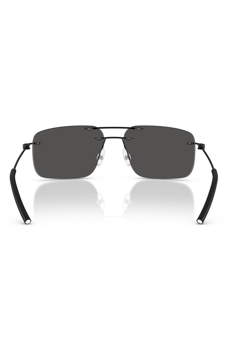 Moncler 56mm Rimless Rectangular Sunglasses, Alternate, color, Matte Black