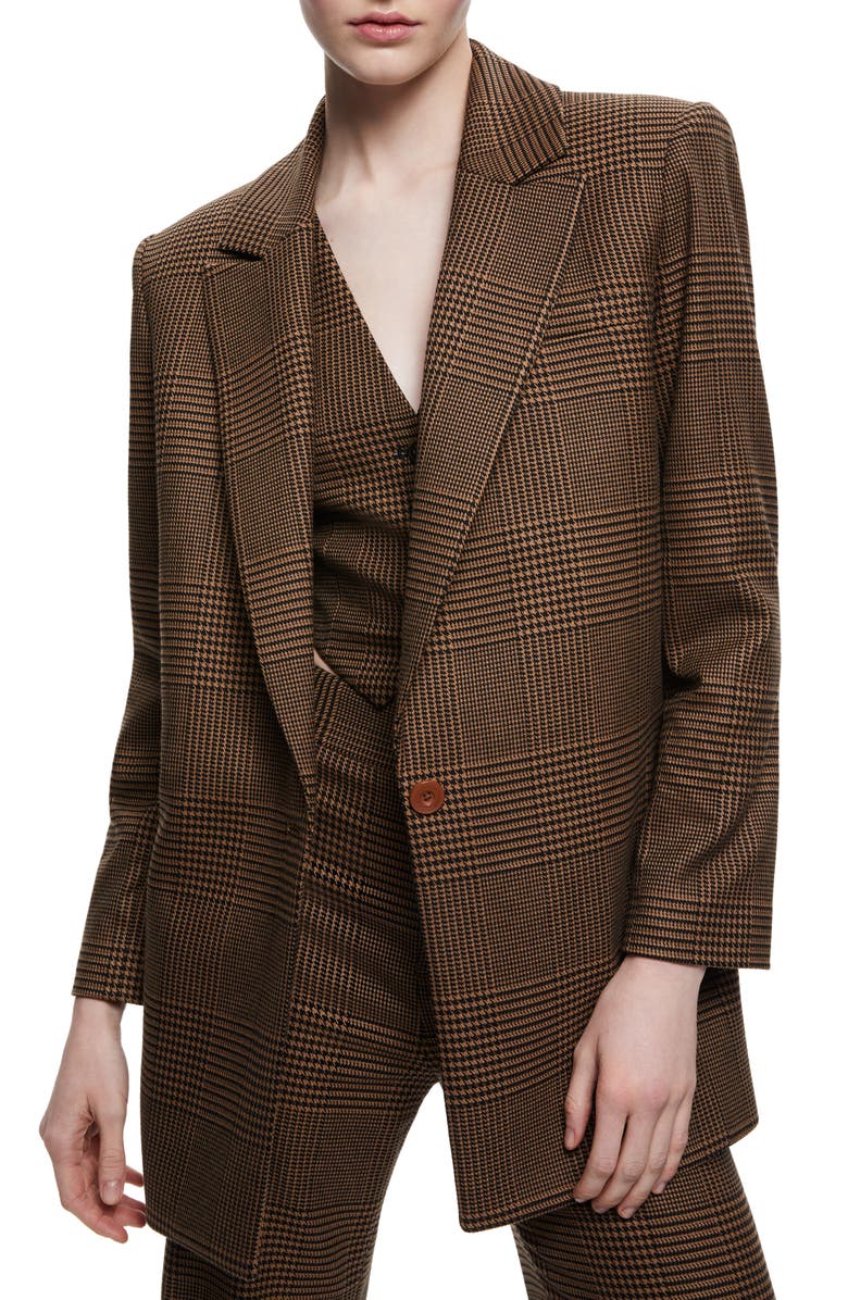 Alice + Olivia Colley Glen Plaid Longline Blazer, Main, color,
