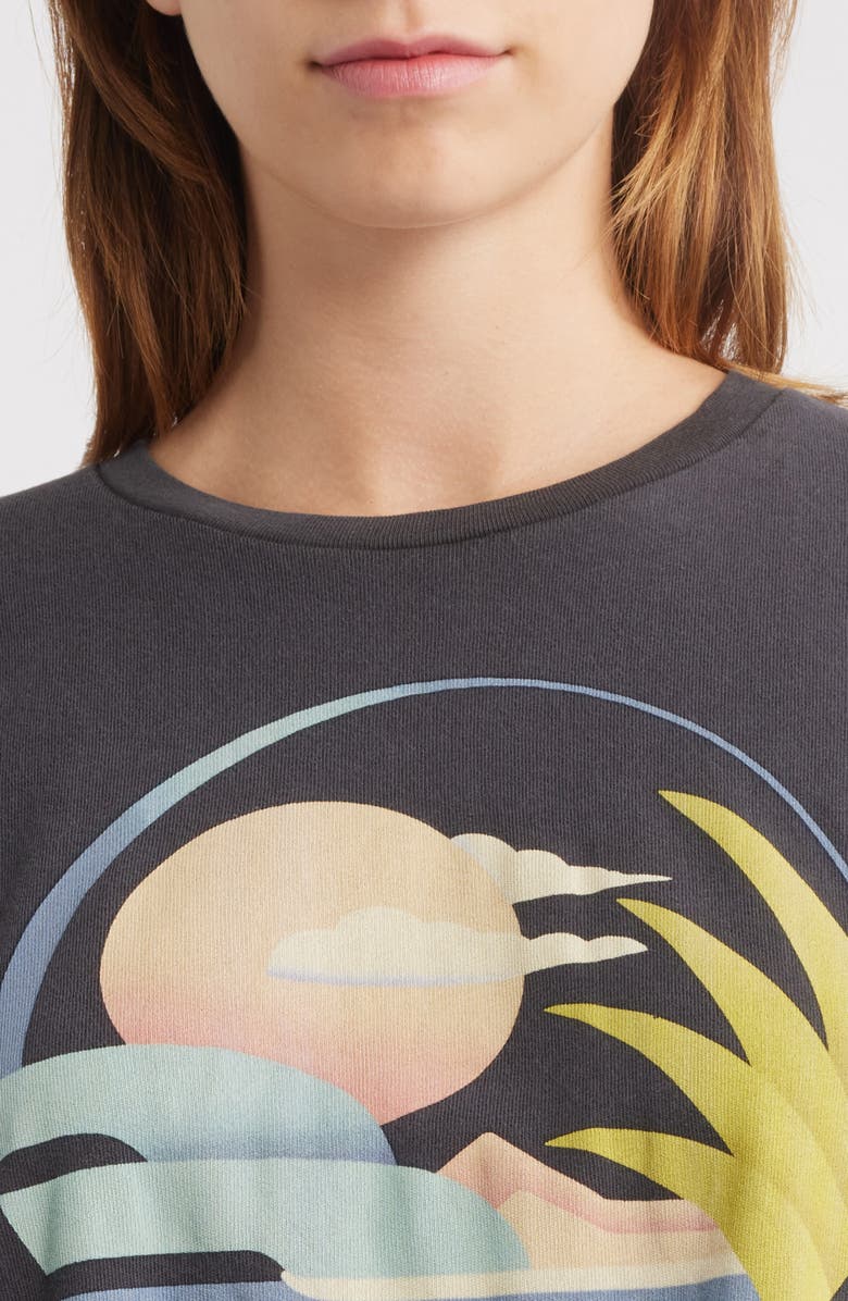 Hurley Society Island Boxy Crop Cotton T-Shirt, Alternate, color, Off Black