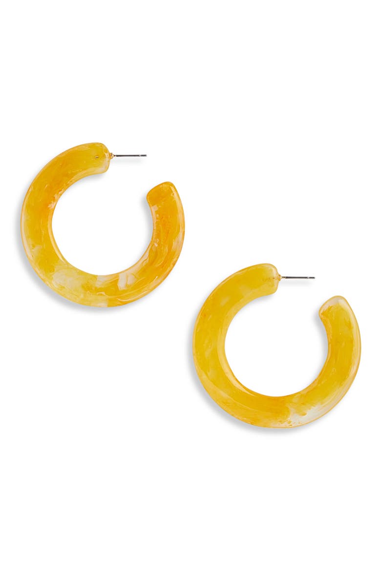 Mira Small Flat Hoop Earrings, Main, color, YELLOW QUARTZ