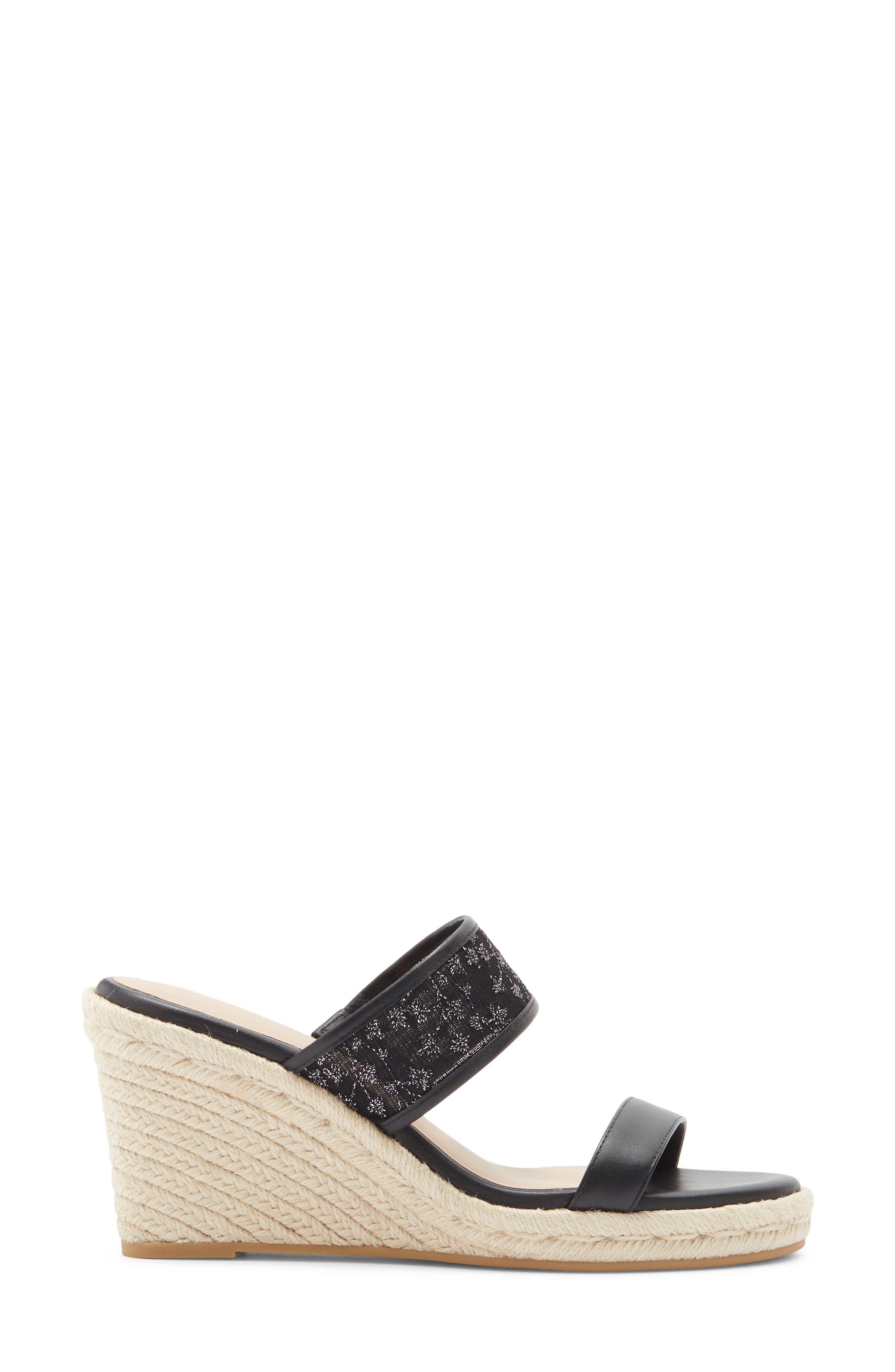 Stuart Weitzman Lily Espadrille Wedge Slide Sandal, Alternate, color, Black