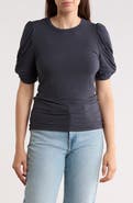 Renee C Solid Scrunched Sleeve Top