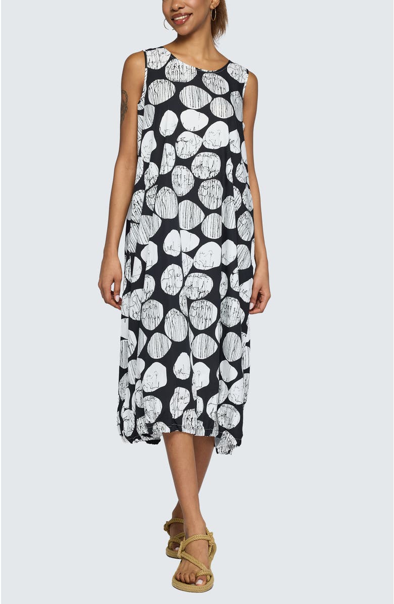 LUUKAA Selenea Printed Balloon Dress, Main, color, Black Print