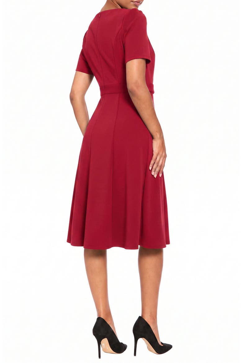 Horseshoe Buckle Midi Dress, Alternate, color, RED DAHLIA