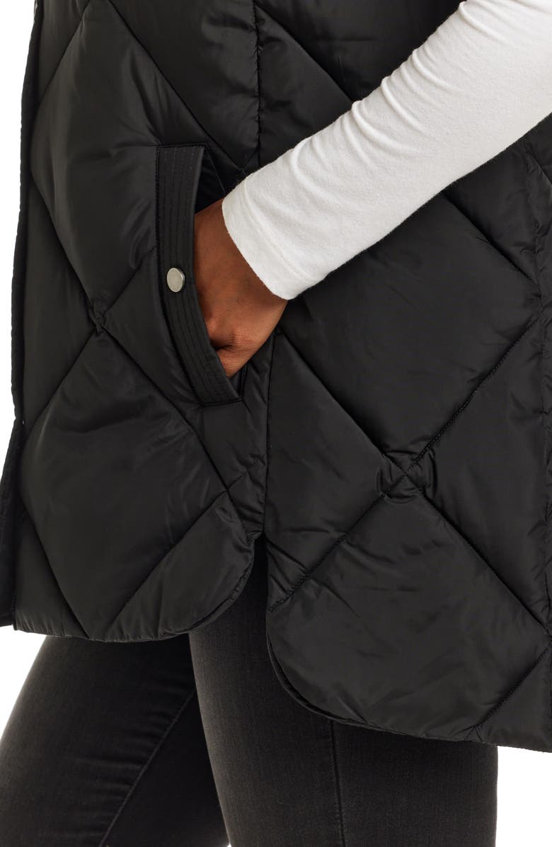 Gallery Water Resistant Quilted Hooded Vest, Alternate, color, Black