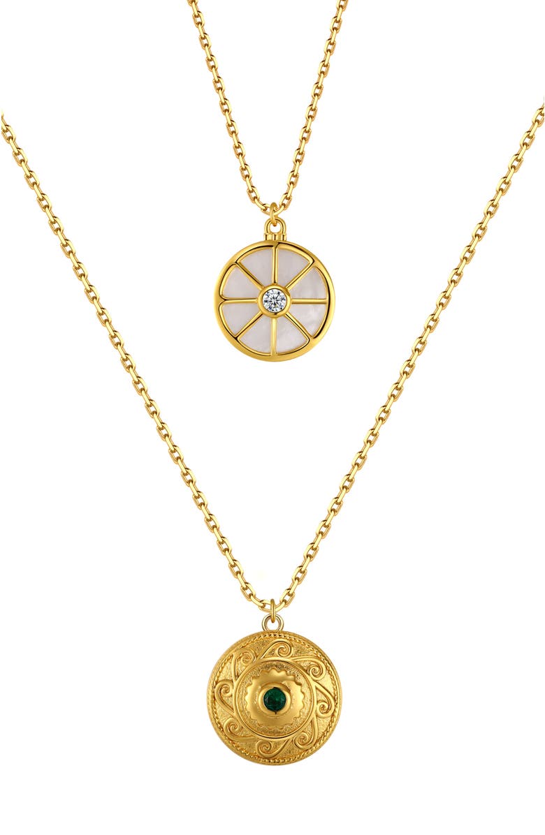 RETRO CHIC Compass Layered Necklace Set, Alternate, color, Gold