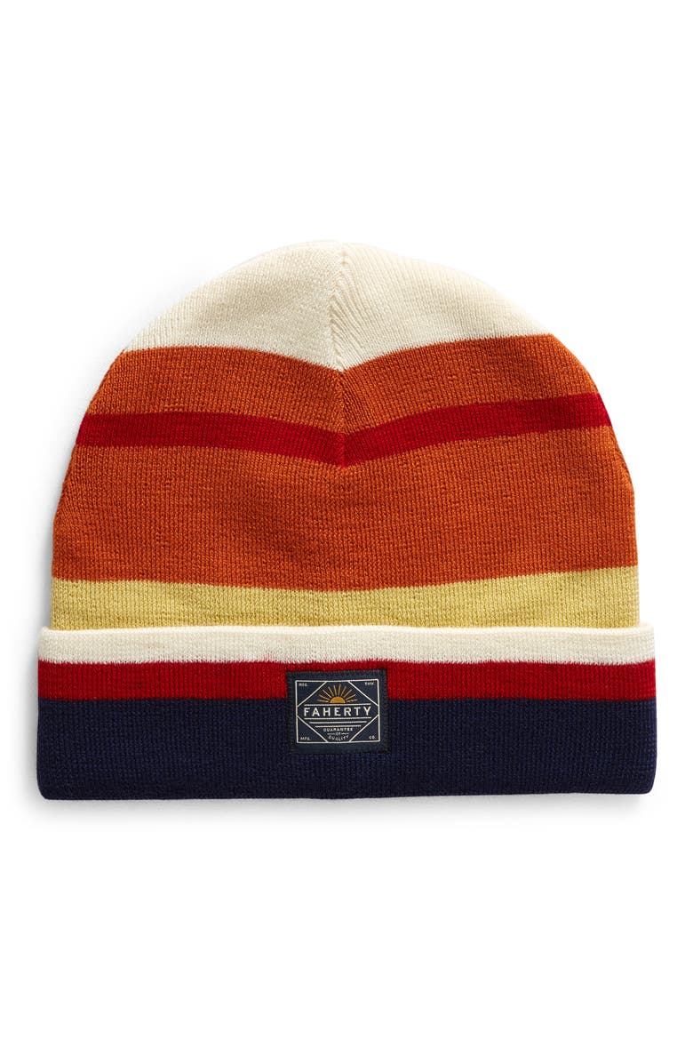 Stripe Workwear Merino Wool Beanie, Main, color, BLUE/ ORANGE