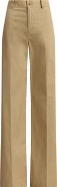 Lauren Ralph Lauren High Waist Wide Leg Cotton Twill Pants