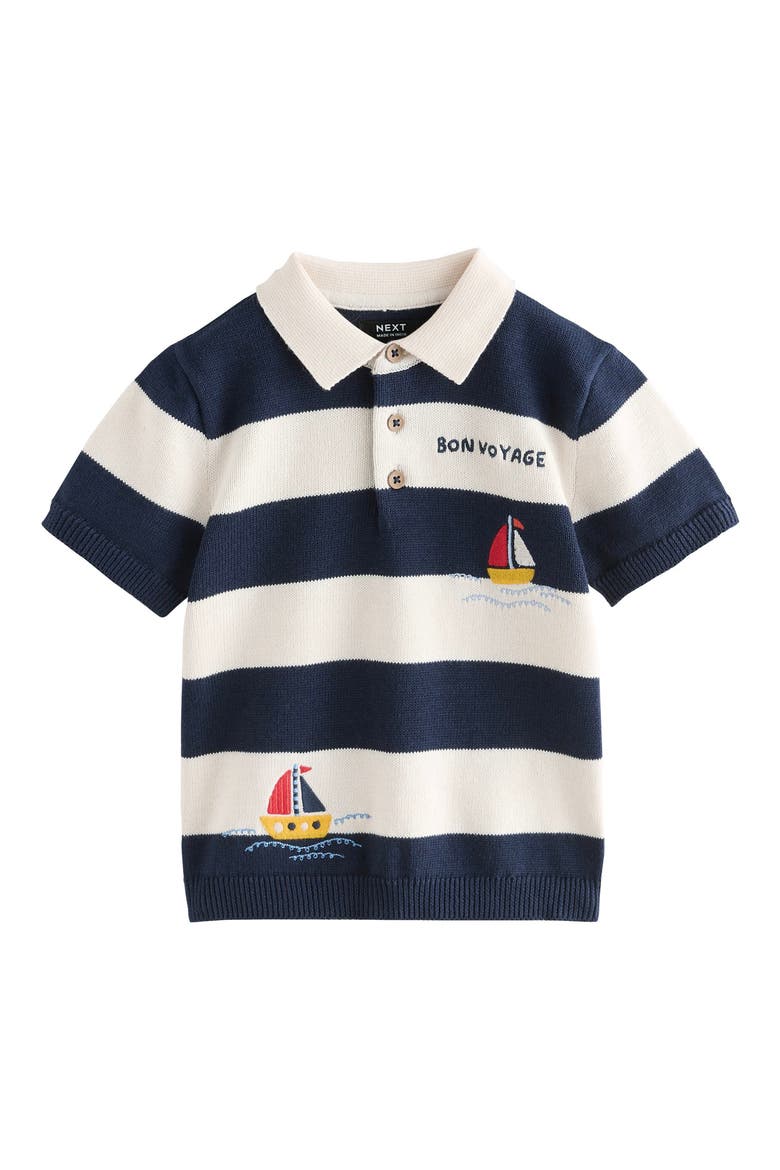 Boat Stripe Knit Polo, Main, color, BLUE