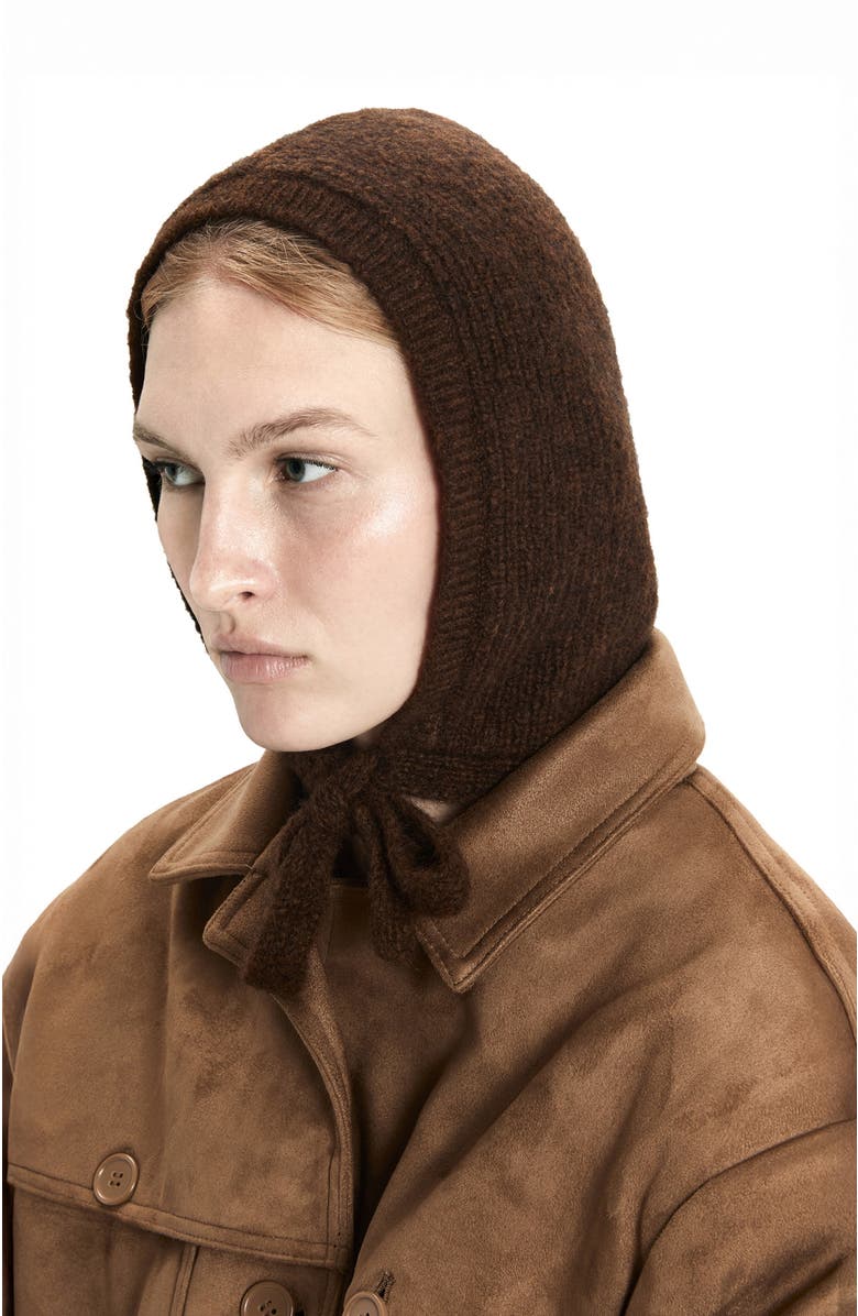 HYER GOODS Upcycled Alpaca Wool Tie Balabonnet, Alternate, color, Chocolate Brown