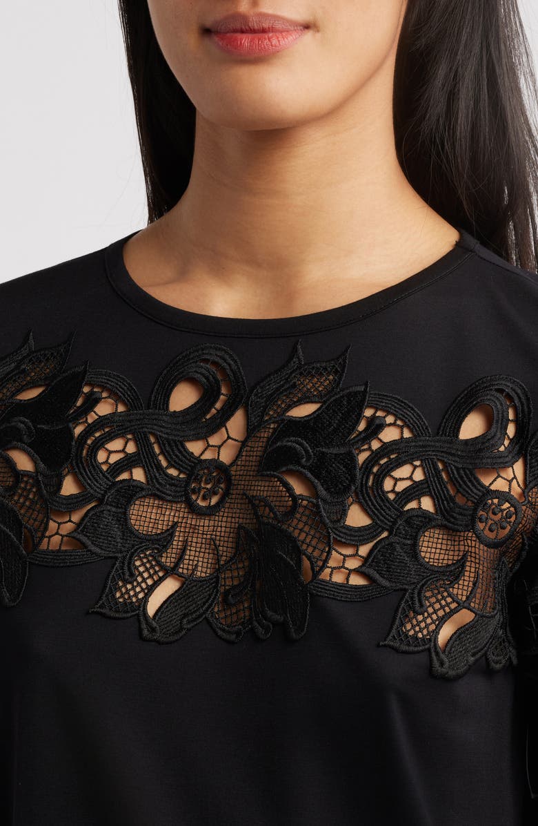 Anne Klein Harmony Lace Appliqué T-Shirt, Alternate, color, 