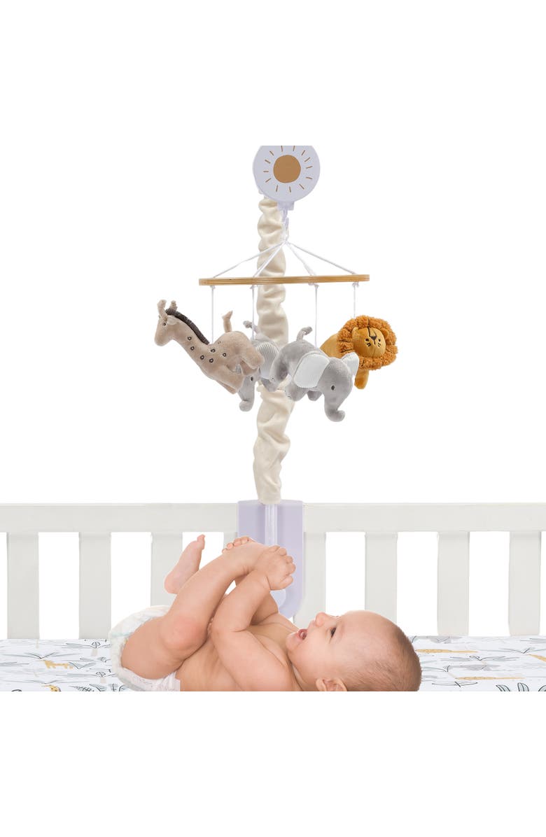 Lambs & Ivy Jungle Adventure Elephant/Lion Musical Baby Crib Mobile Soother Toy, Alternate, color, Multicolor