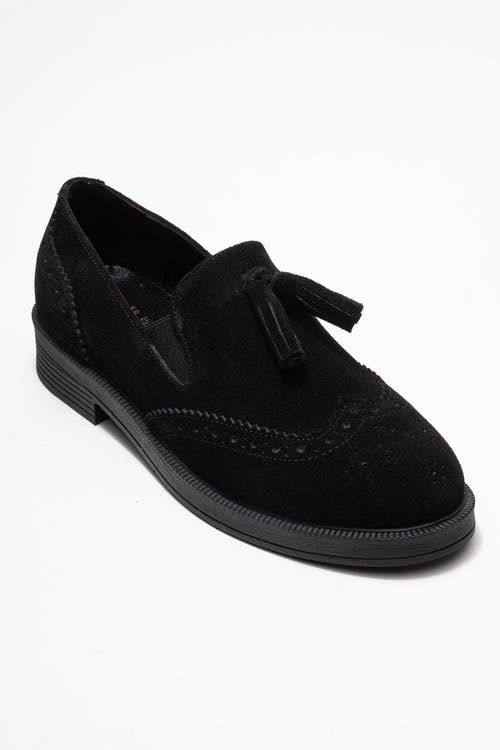Forever & Always Shoes Alex Leather Tassel Loafers In Black