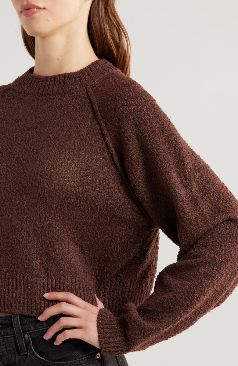 PacSun Snug Raglan Sleeve Crop Sweater, Alternate, color, French Roast