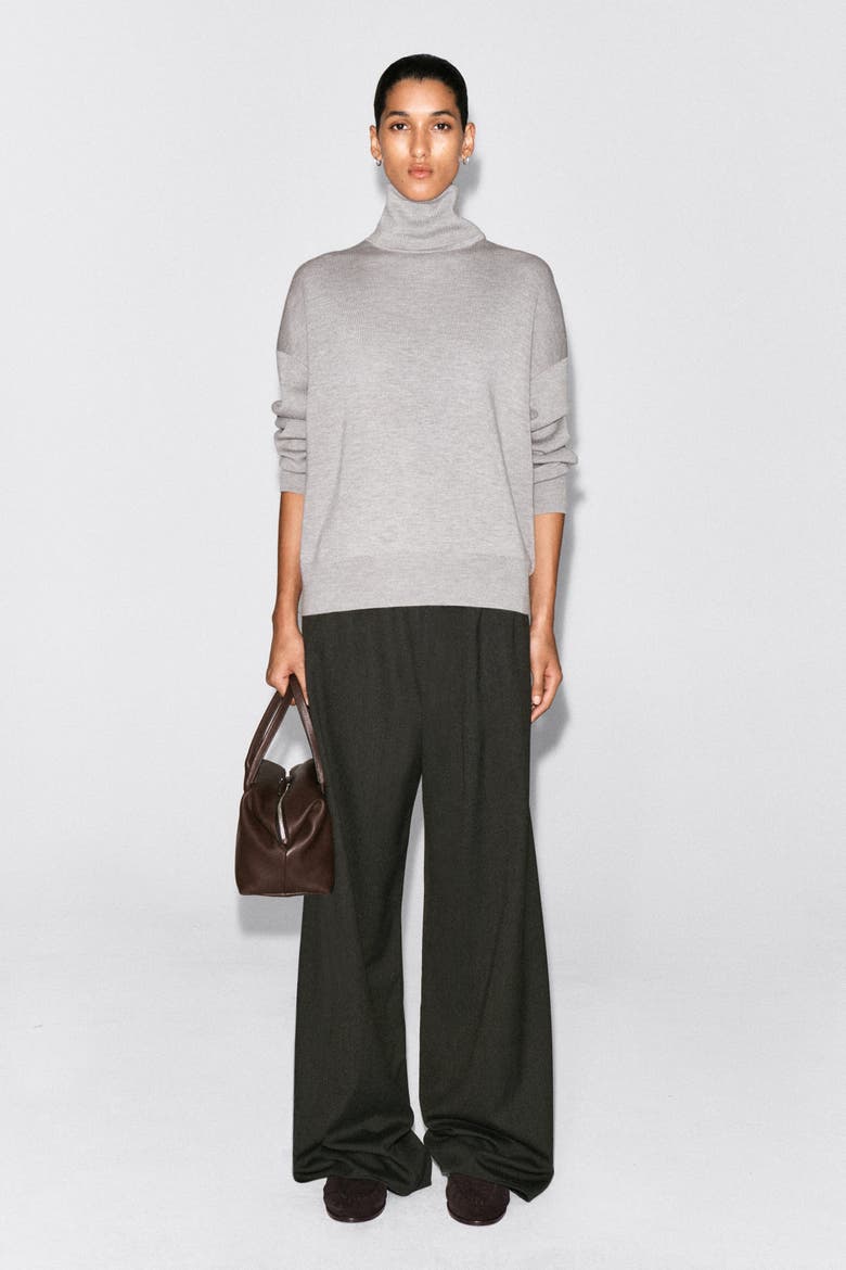Merino Wool Roll-neck Sweater, Alternate, color, GRAY MÉLANGE
