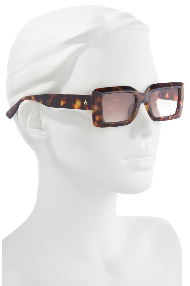 Parall 50mm Small Rectangular Sunglasses, Alternate, color, DARK TORT / BROWN GRAD