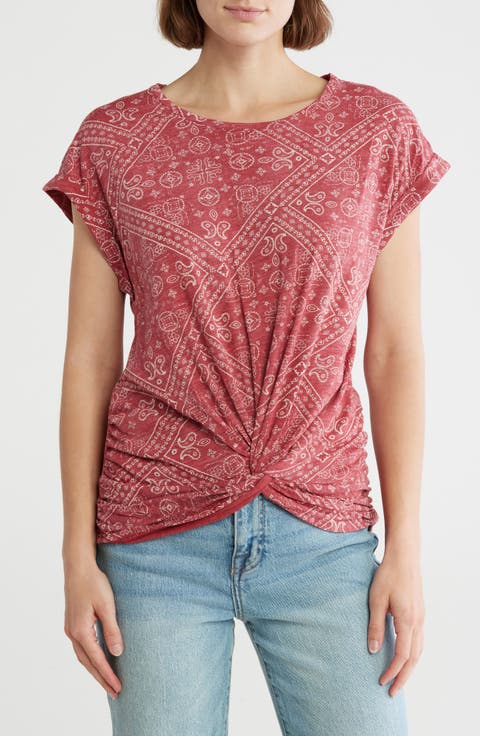 Bandana Print Twist Front T-Shirt