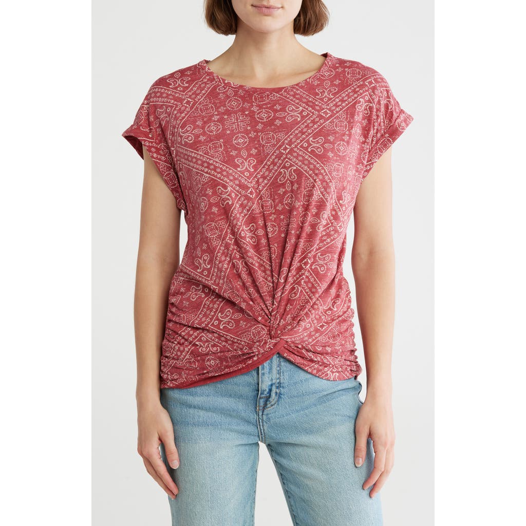 Lucky Brand Bandana Print Twist Front T-shirt