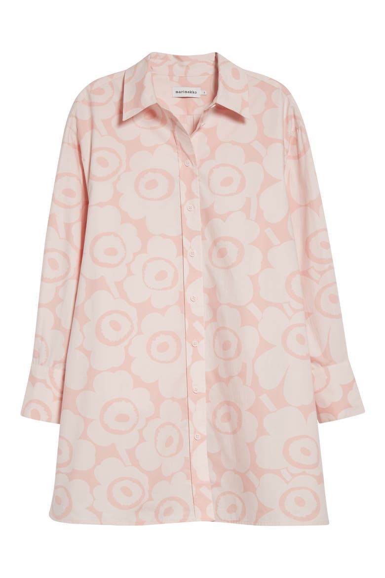 Kuvitelma Unikko Long Sleeve Cotton Poplin Shirtdress, Alternate, color, LIGHT PINK