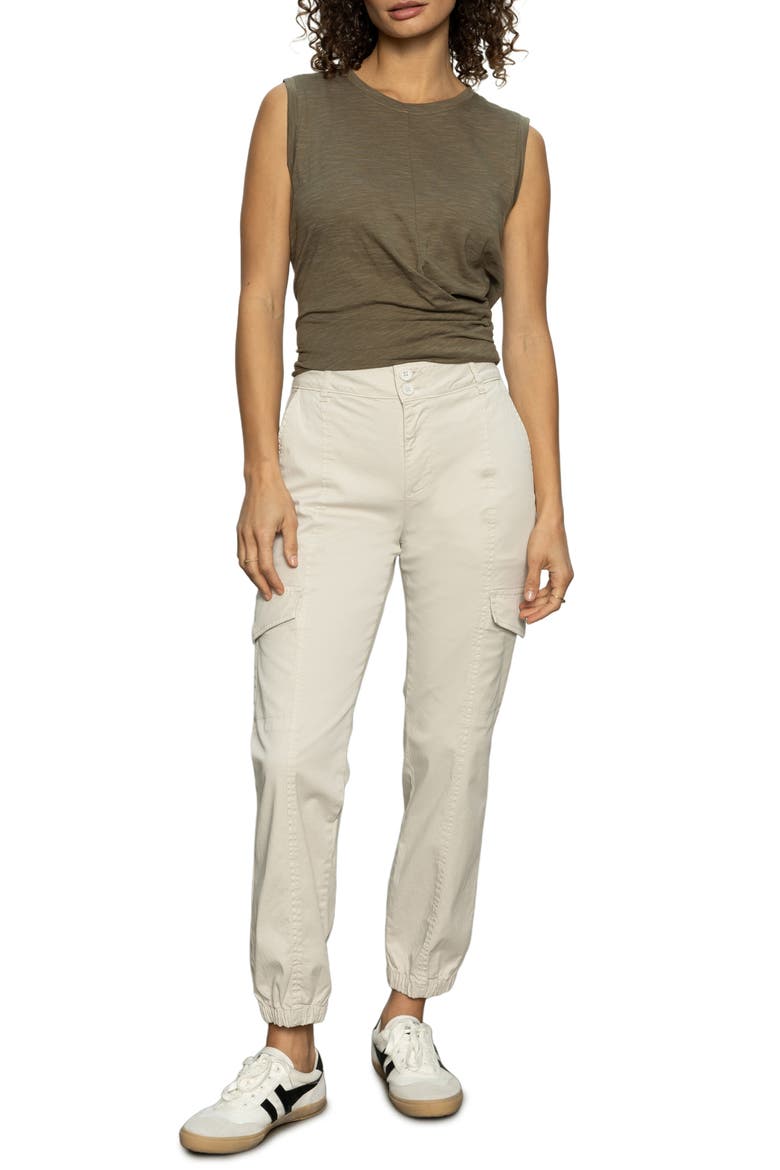 Rebel Crop Stretch Cotton Cargo Pants, Alternate, color, PUMICE STONE