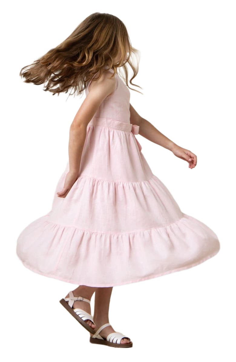 Hope & Henry Girls' Tiered Wrap Dress, Toddler, Alternate, color, Pale Pink Linen
