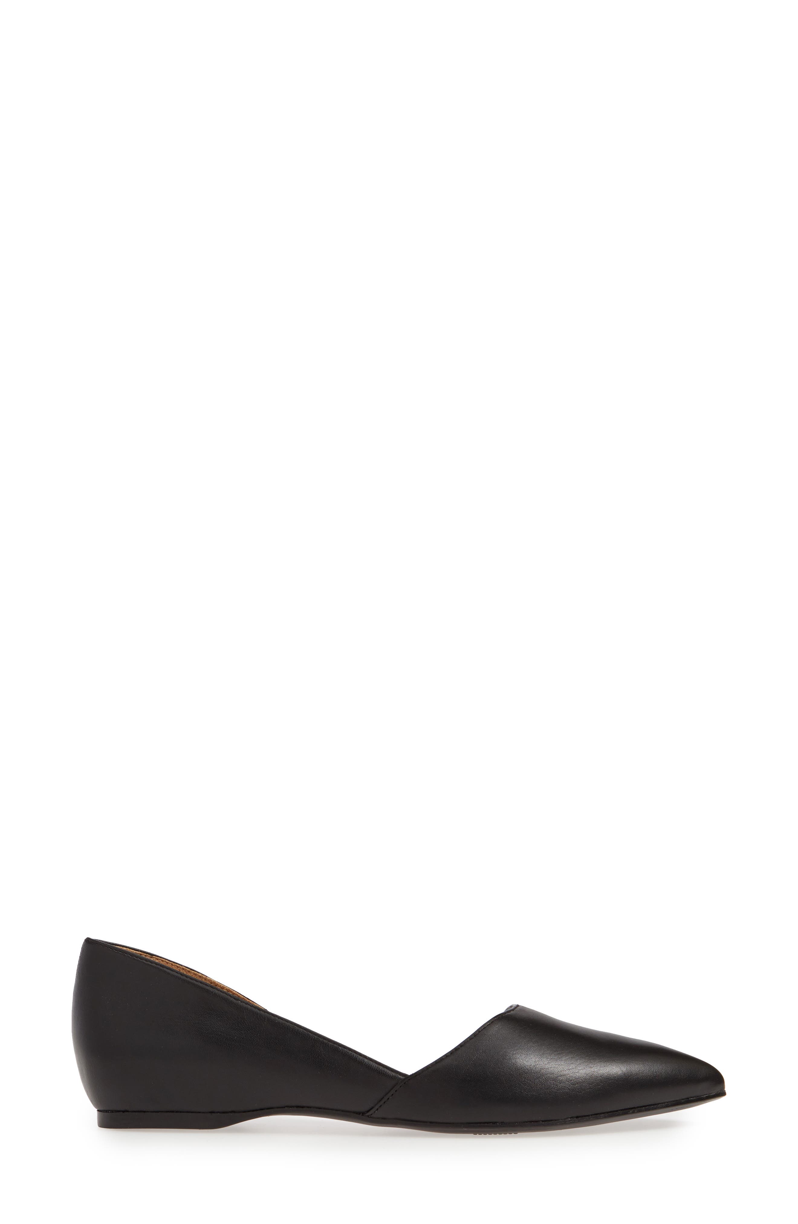 Samantha Half d'Orsay Flat, Alternate, color, BLACK LEATHER