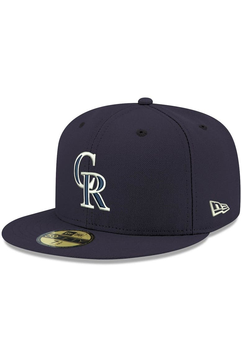 Men's New Era Navy Colorado Rockies White Logo 59FIFTY Fitted Hat, Main, color, Navy
