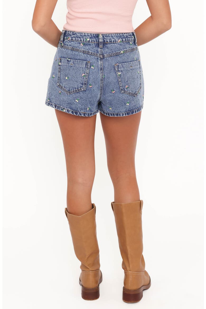 Evanna Floral Embroidered Denim Wrap Miniskort, Alternate, color, EMBROIDERY MEDIUM WASH