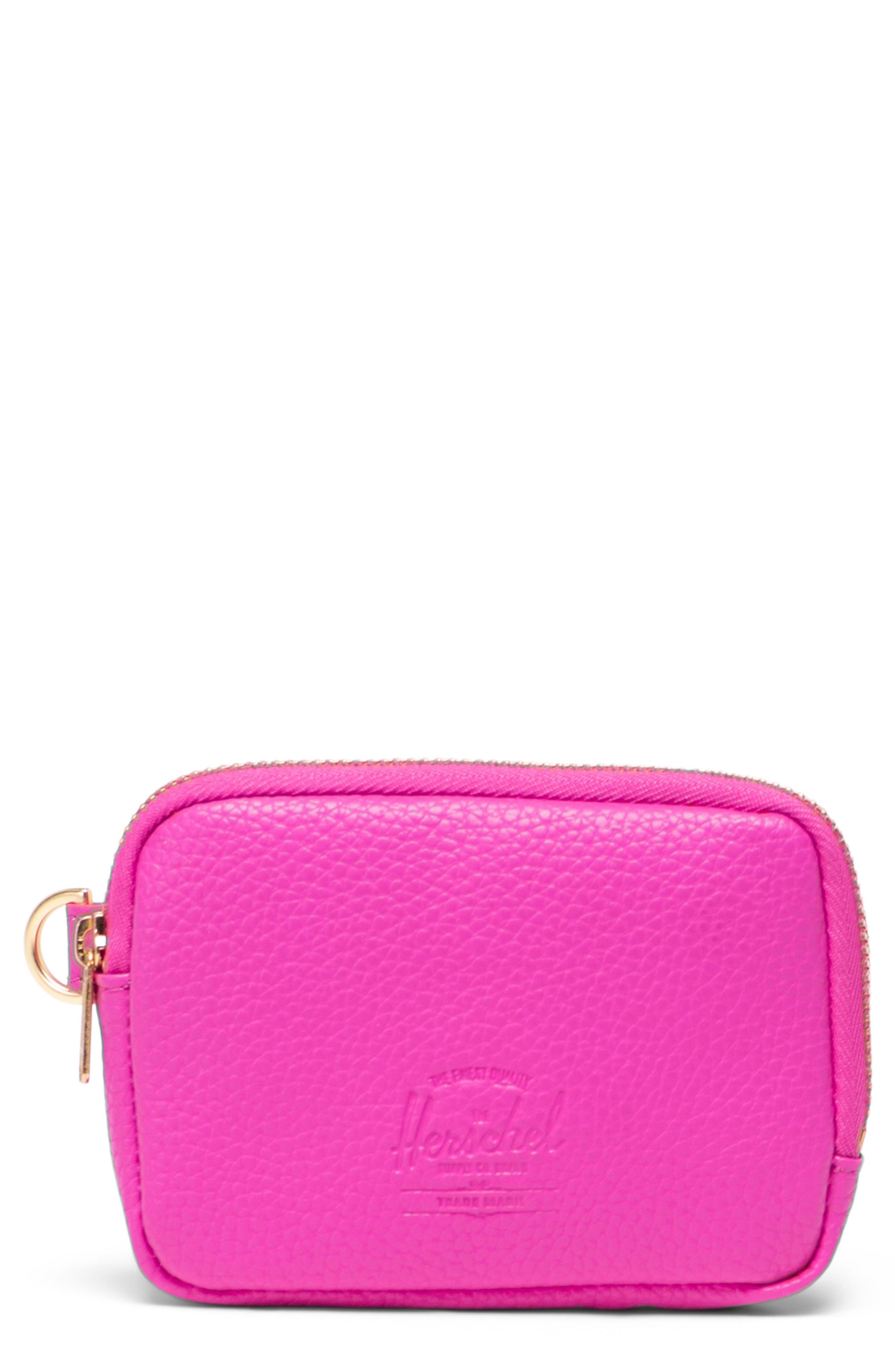 Oxford Faux Leather Zip Pouch, Main, color, ROSE VIOLET