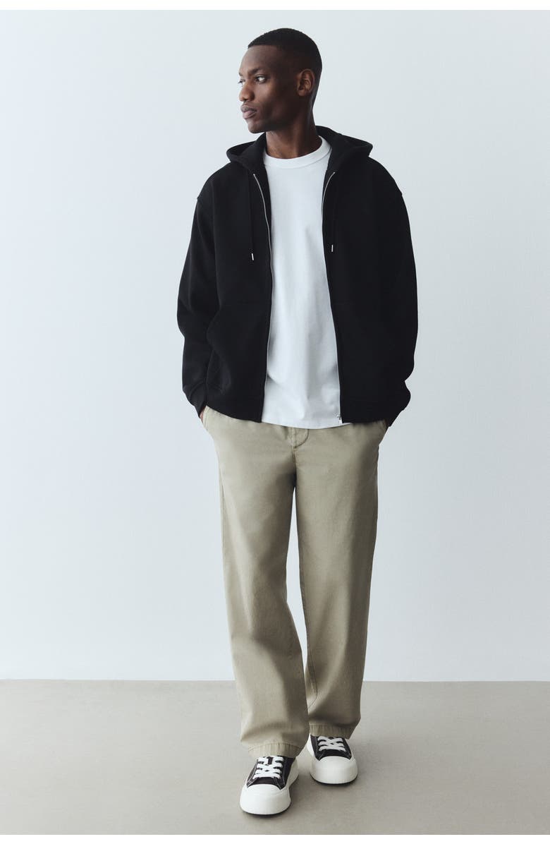H&M Loose Fit Zip-through Hoodie, Alternate, color, Black
