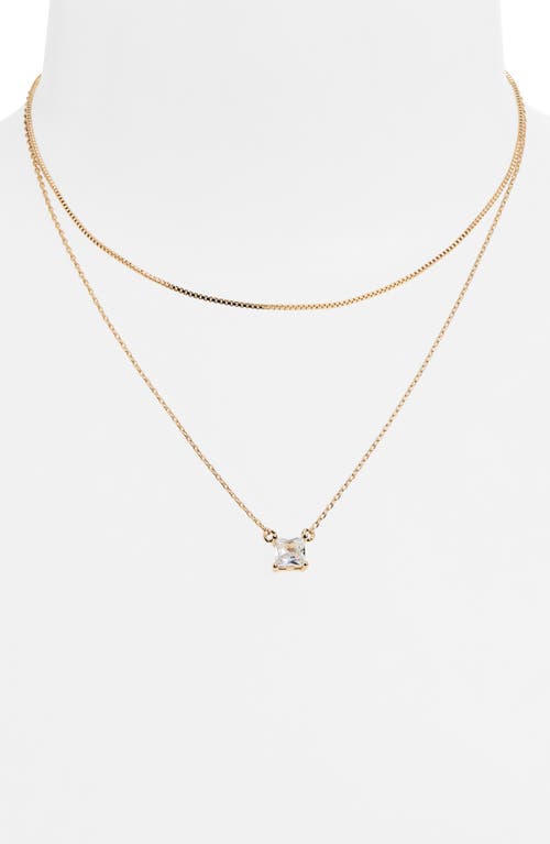 Nordstrom Rack Cz Pendant Layered Chain Necklace In Gold
