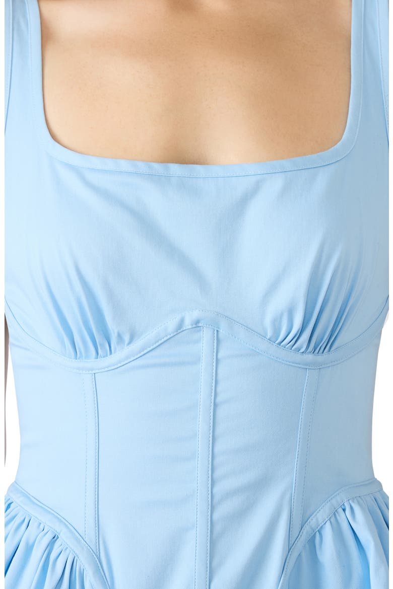 Vail Corset Bodice Stretch Cotton Minidress, Alternate, color, AZURE BLUE