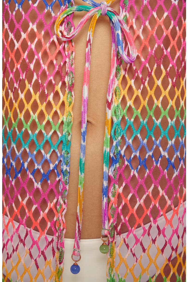 Rio Fishnet Sheer Long Sleeve Cover-Up, Alternate, color, PNK MULTI
