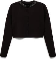 MANGO Rhinestone Collar Cardigan