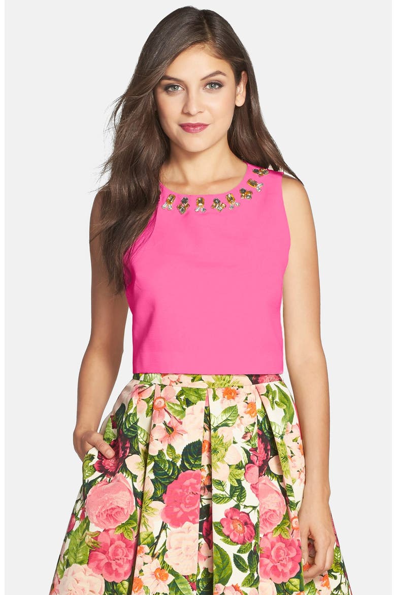 Embellished Faille Top, Main, color, PINK