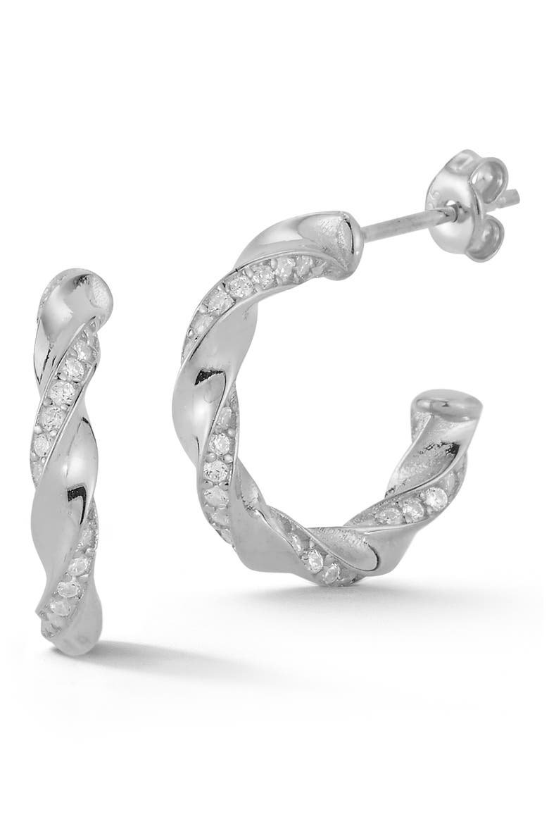 Twist Hoop Earrings, Main, color, SILVER