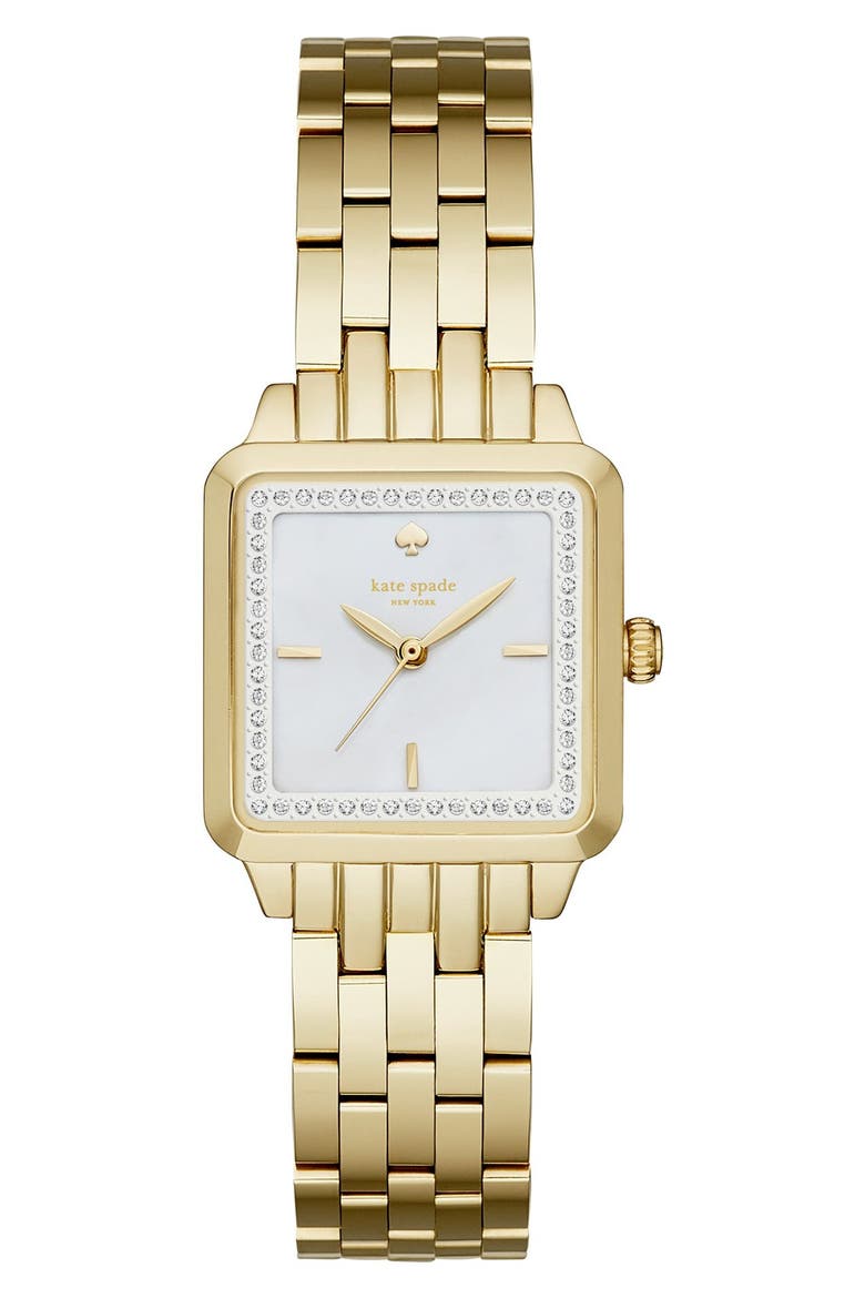 washington square bracelet watch, 25mm, Main, color, GOLD/ MOTHER OF PEARL