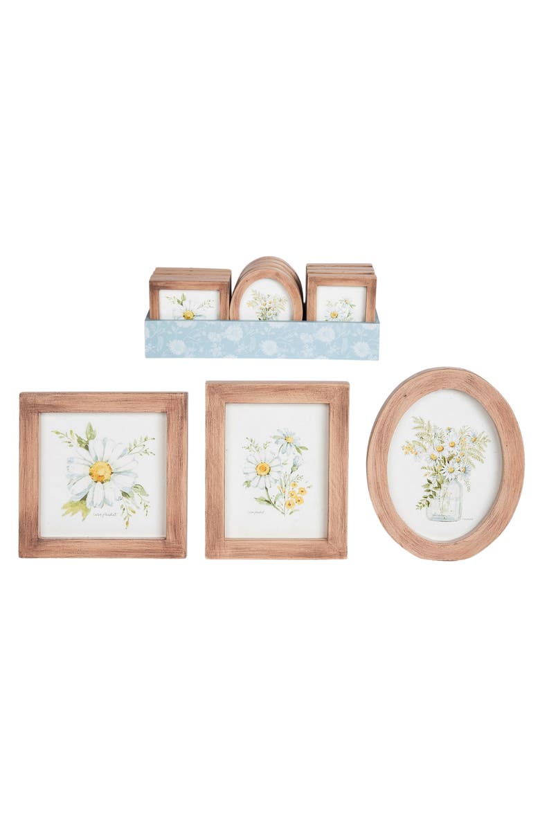 Transpac Set of 12 Small MDF Framed Daisy Art - Charming Floral Decor for Home or Office, Main, color, Multicolored