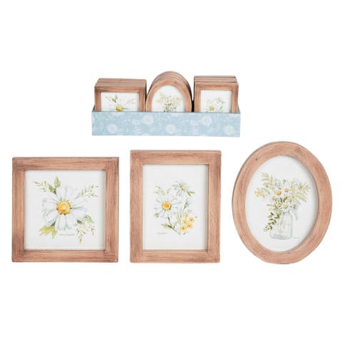 Set of 12 Small MDF Framed Daisy Art - Charming Floral Decor for Home or Office