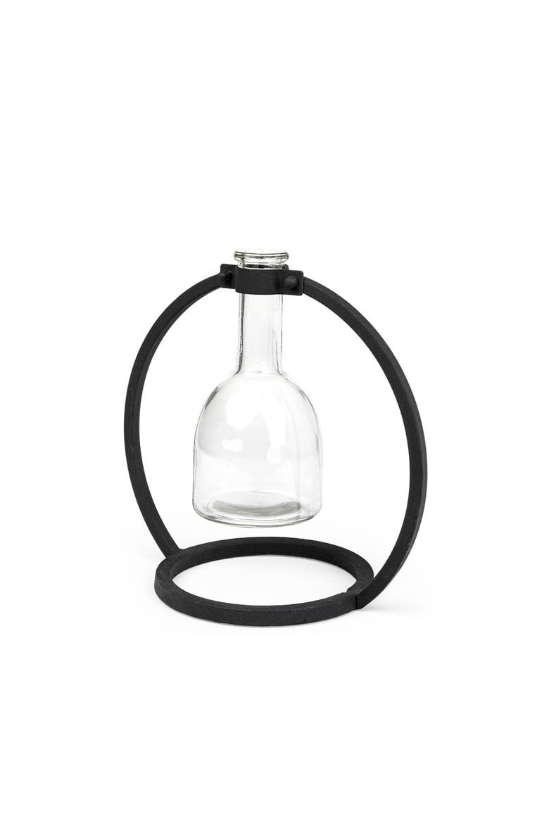 Monica Metal Glass Bottle Vase, Alternate, color, Black