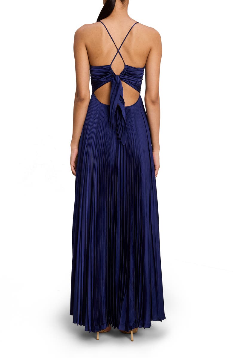 A.L.C. Aries Pleated Cutout Maxi Dress, Alternate, color, Riviera