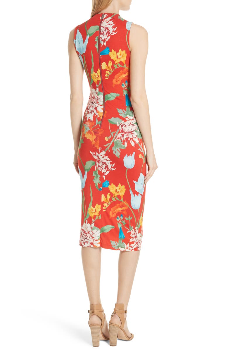Alice + Olivia Delora Floral Sleeveless Body-Con Dress, Alternate, color, 