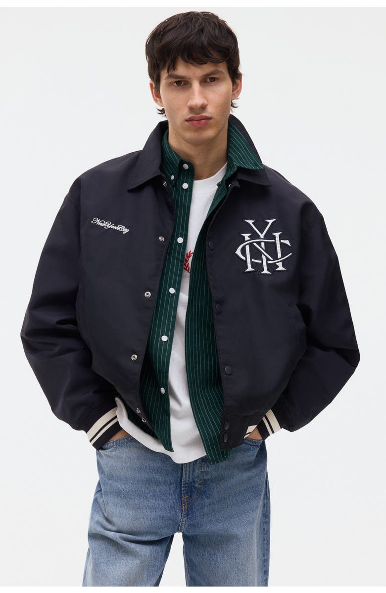 H&M Baseball Jacket, Alternate, color, Navy Blue/Nyc