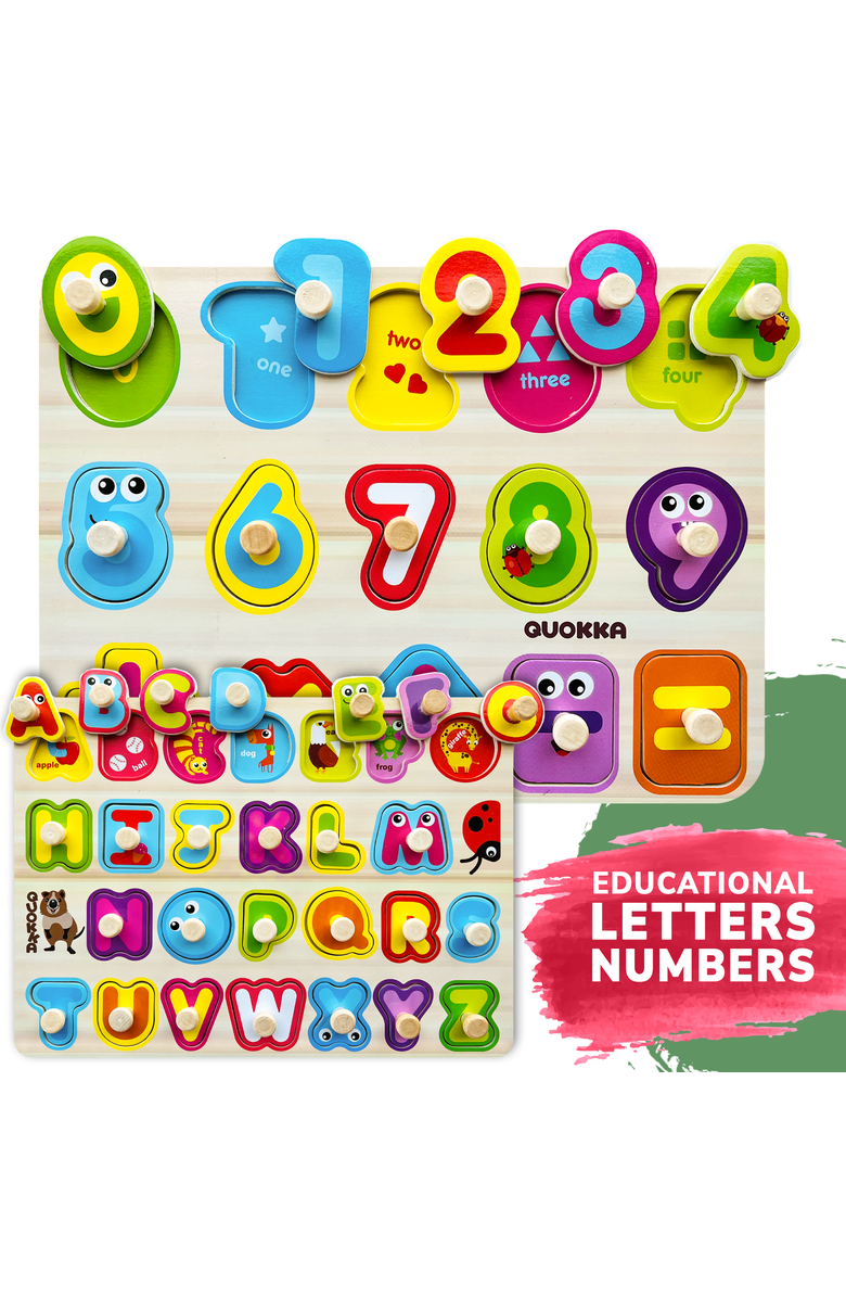 Quokka Wooden Puzzle Board Set for Toddlers, Alternate, color, 6 Pegged In A Rack