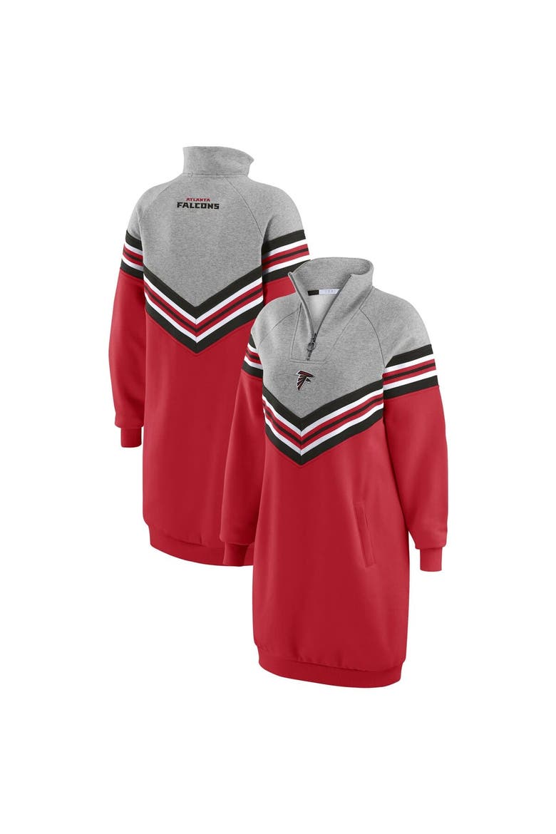 Women's WEAR by Erin Andrews  Red/Heather Gray Atlanta Falcons Chevron Stripe Dress, Main, color, Red