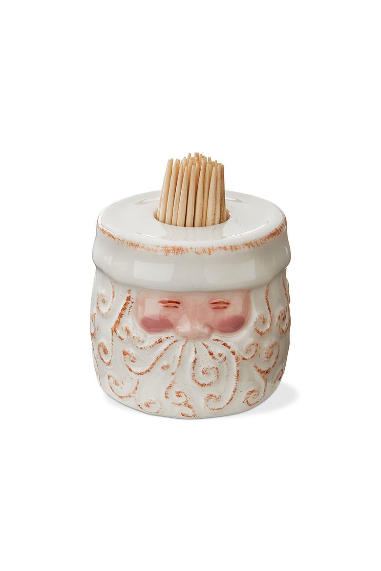 Santa Toothpick Holder Set Ceramic Christmas Kitchen Decor, Main, color, White