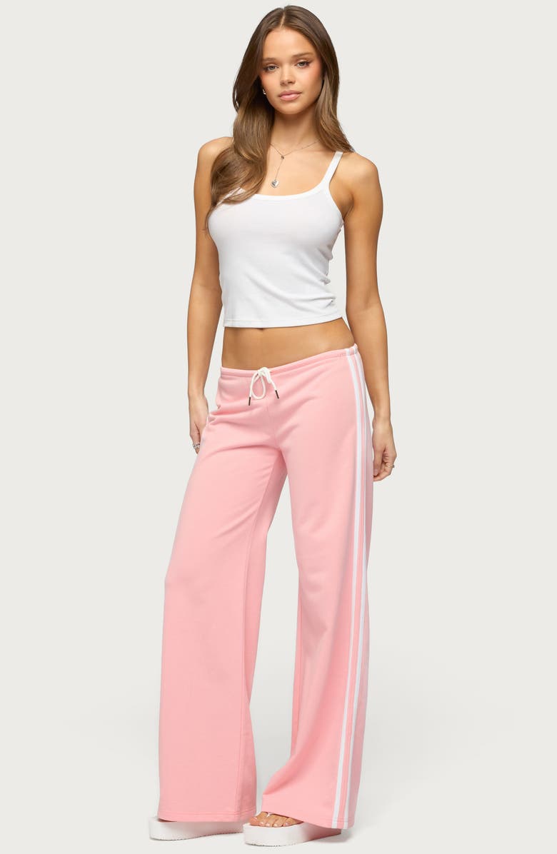 EDIKTED Cammile Contrast Stripe Sweatpants, Alternate, color, Light-Pink