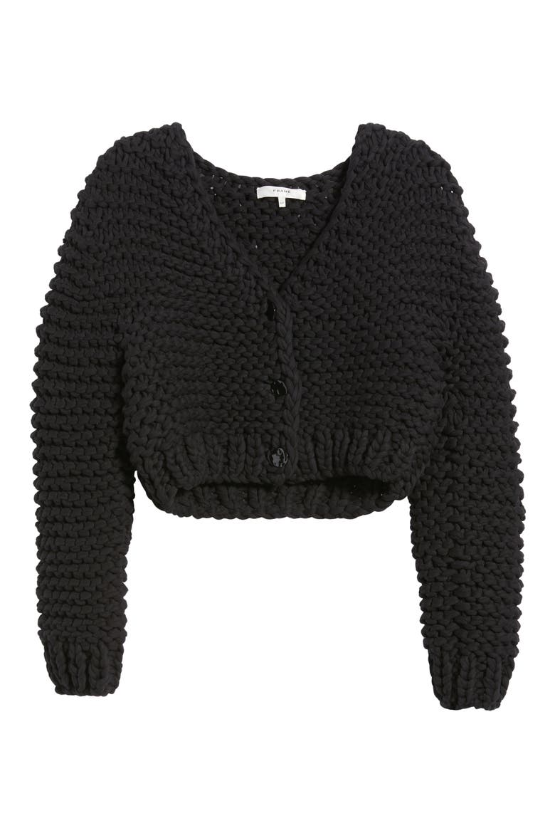 The Bubble Cotton Blend Crop Cardigan, Alternate, color, BLACK